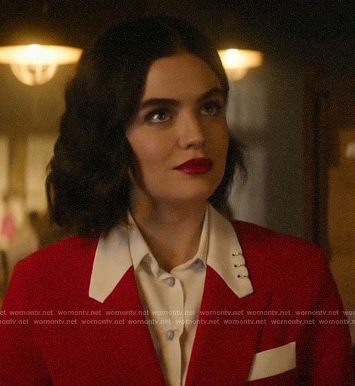 Katy’s red and white ring detail blazer on Katy Keene