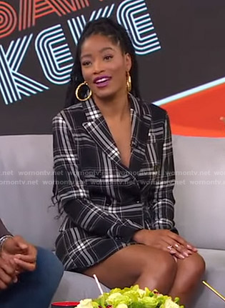 Keke’s black plaid blazer dress on GMA Strahan Sara And Keke