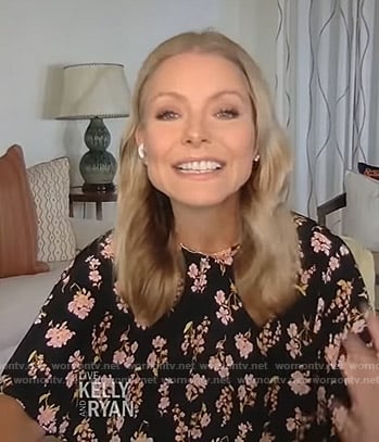 Kelly’s black floral dress on Live with Kelly and Ryan