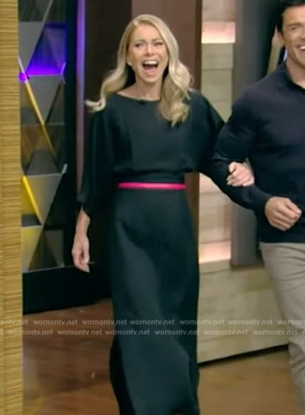 Kelly’s black midi dress on Live with Kelly and Ryan