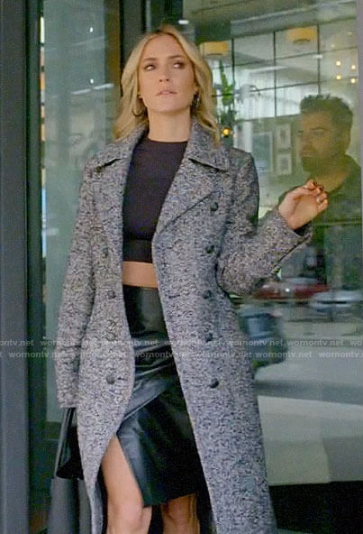 Kristin’s herringbone coat and leather skirt on Very Cavallari