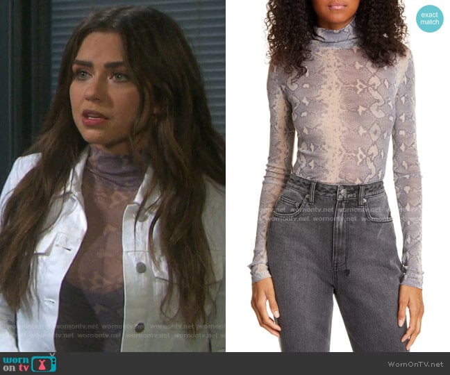 Ksubi Viper Snake Print Turtleneck worn by Ciara Brady (Victoria Konefal) on Days of our Lives