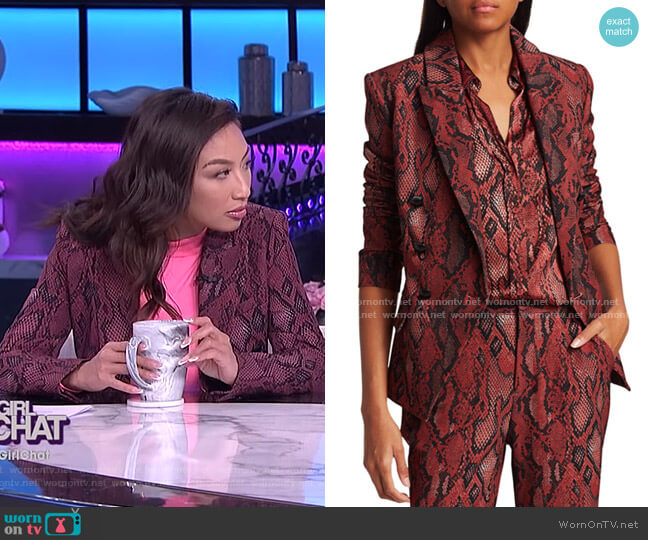 L'Agence Kenzie Snake Print Blazer worn by Jeannie Mai on The Real