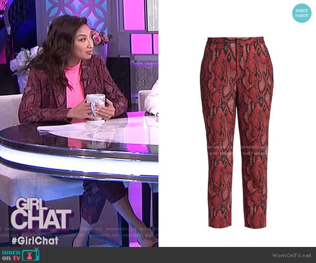 L'Agence Ludivine Snake Print Crop Trousers worn by Jeannie Mai on The Real