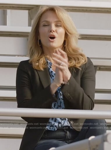 Laura’s blue leopard print blouse on All American