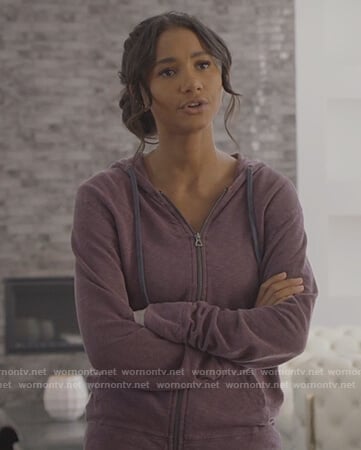 Layla’s purple zip hoodie on All American