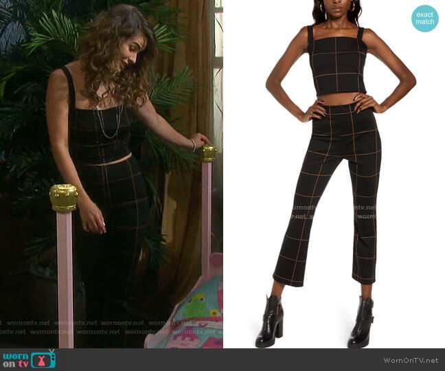 Leith Plaid Crop Ponte Tank Top worn by Sarah Horton (Linsey Godfrey) on Days of our Lives