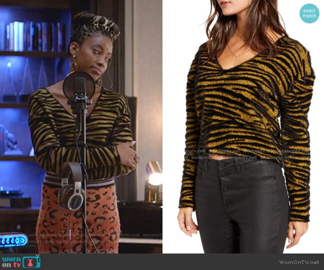 Leith Tiger Stripe Pullover worn by Yana (Kiandra Richardson) on Empire