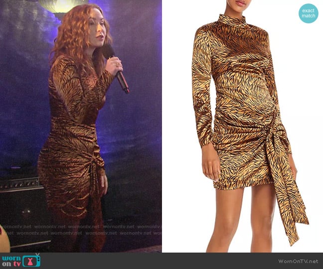 Likely Khaleesi Tie-Detail Animal-Print Dress worn by Mariah Copeland (Camryn Grimes) on The Young and the Restless
