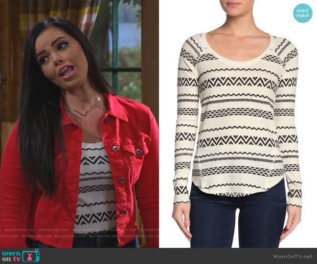 Lucky Brand Geometric Print Thermal Knit Shirt worn by Lou Hockhauser (Miranda May) on Bunkd