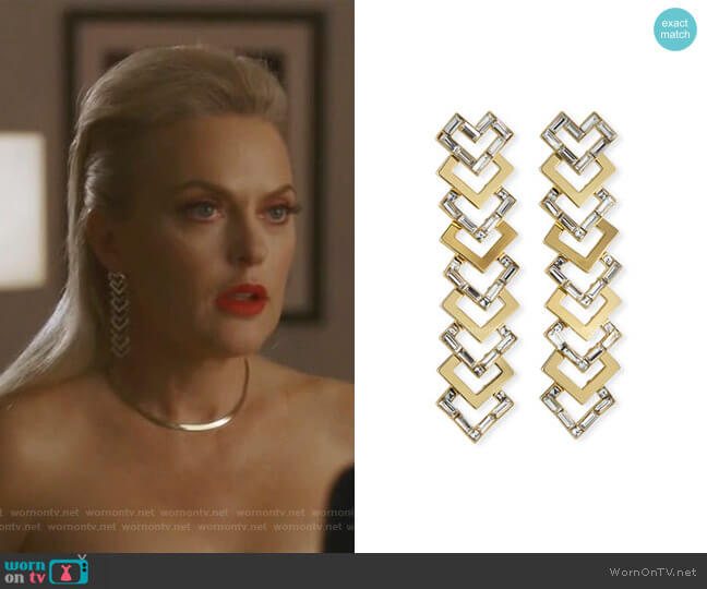 Lulu Frost Adore Statement Earrings worn by Alexis Carrington (Elaine Hendrix) on Dynasty