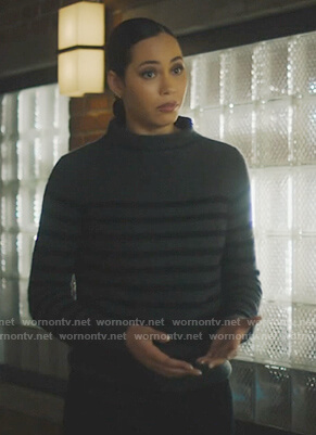 Macy’s gray stripe sweater on Charmed
