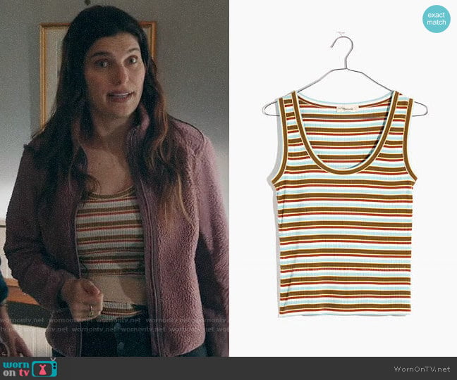 Madewell Ribbed Scoop Tank Top in Hermann Stripe worn by Rio (Lake Bell) on Bless This Mess
