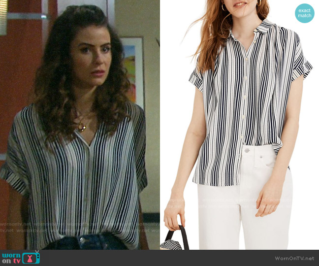Madewell Central Shirt in Fairborn Stripe worn by Sarah Horton (Linsey Godfrey) on Days of our Lives