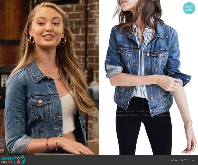Madewell Denim Jacket worn by Brooke Bishop (Bella Podaras) on The Expanding Universe of Ashley Garcia