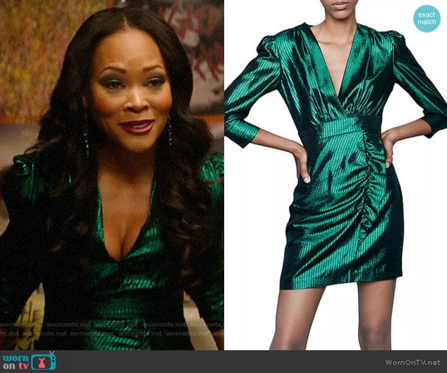 Maje Rexy Metallic Mini Dress worn by Mayor Sierra McCoy (Robin Givens) on Katy Keene