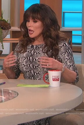Marie’s gray snakeskin print dress on The Talk