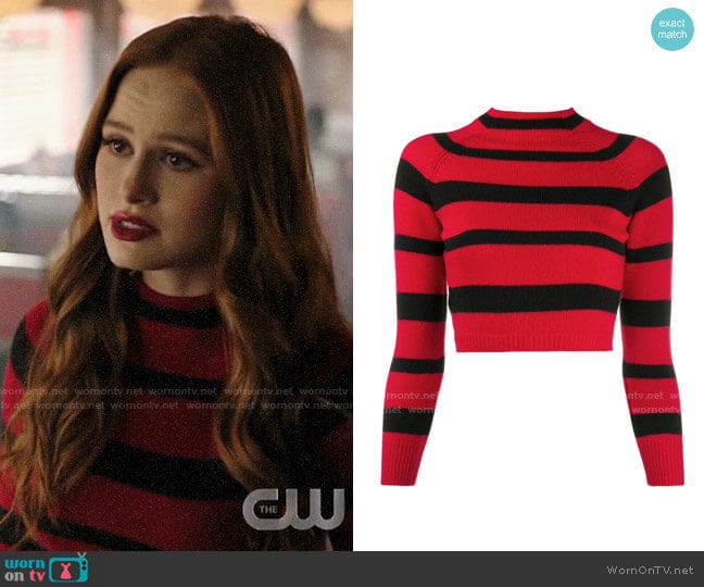Miu Miu Grunge Stripe Sweater worn by Cheryl Blossom (Madelaine Petsch) on Riverdale