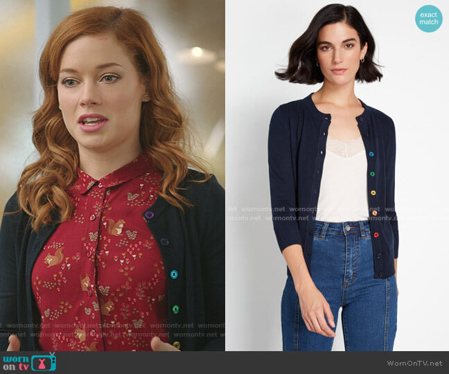 Modcloth Charter School Crew Neck Cardigan worn by Zoey Clarke (Jane Levy) on Zoeys Extraordinary Playlist