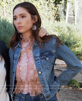 Molly’s pink smocked top with snake print on General Hospital