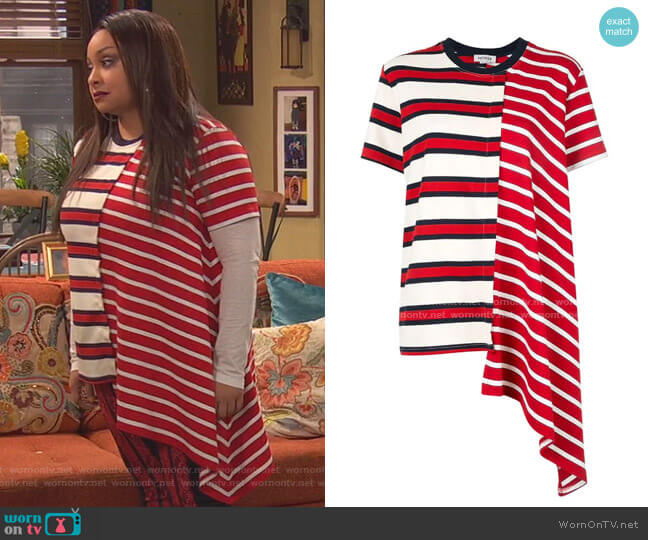Monse Contrast Panel Asymmetric T-shirt worn by Raven Baxter (Raven-Symoné) on Ravens Home