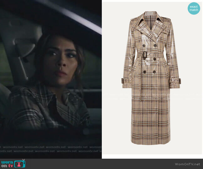 Munthe Handsome Checked Vinyl Trench Coat worn by Cristal Jennings (Daniella Alonso) on Dynasty