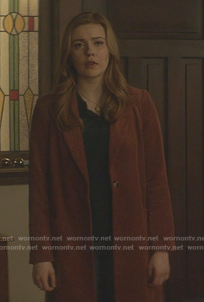 Nancy’s orange corduroy coat on Nancy Drew