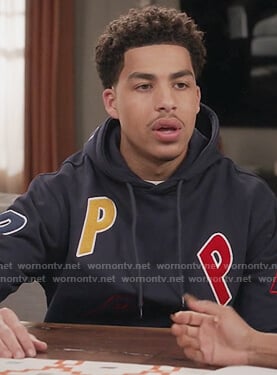 Andre’s black P embroidered hoodie on Black-ish