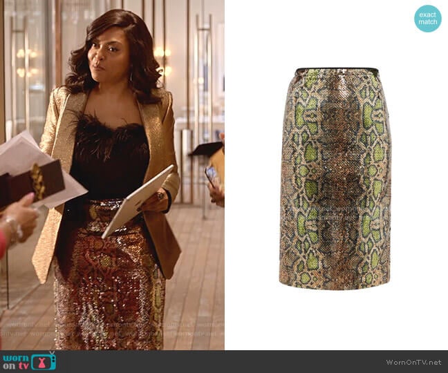 No.21 Fantasia Sequinned Snake-Pattern Pencil Skirt worn by Cookie Lyon (Taraji P. Henson) on Empire