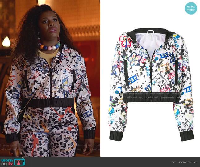 No Ka Oi Kuku Moe Cropped Track Jacket worn by Porsha Taylor (Ta'Rhonda Jones) on Empire