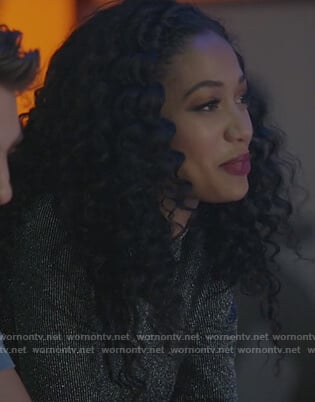Olivia’s black ribbed turtleneck top on All American