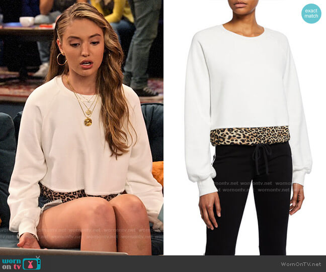 Pam & Gela Crewneck Cotton Sweatshirt with Contrast Hem worn by Brooke Bishop (Bella Podaras) on The Expanding Universe of Ashley Garcia