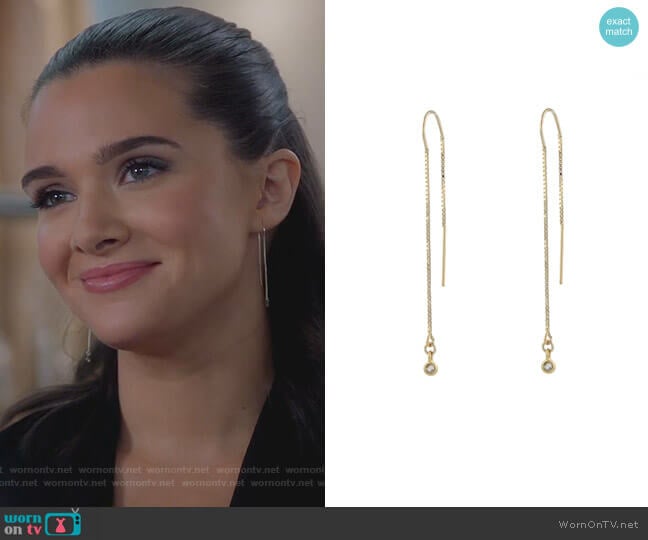 Peggy Li Diamond Ear Threads worn by Jane Sloan (Katie Stevens) on The Bold Type