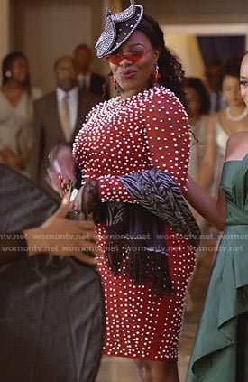 Porsha’s red pearl embellished dress on Empire