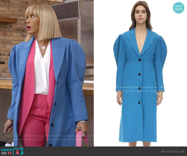 Pushbutton Techno Coat with Puff Sleeves worn by Giselle (Nicole Ari Parker) on Empire