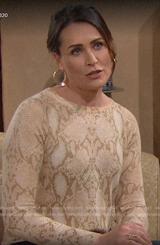 Quinn’s snake print tie-front sweater on The Bold and the Beautiful