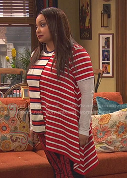 Raven’s red striped asymmetric tee on Ravens Home