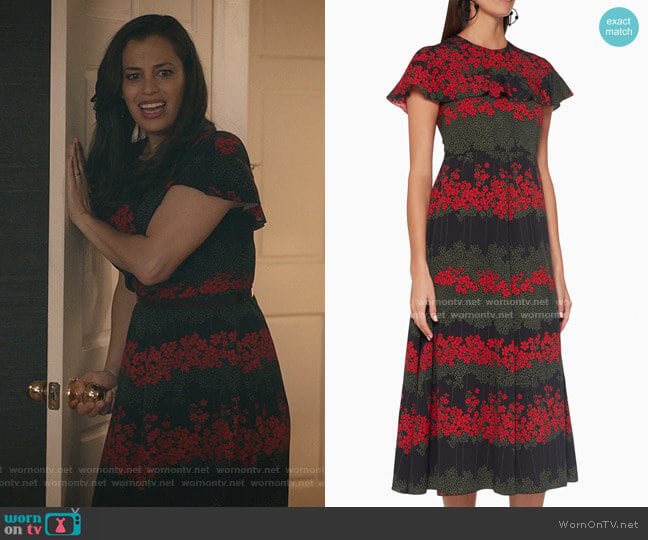 RED Valentino Floral A-Line Midi Dress worn by Grace Stone (Athena Karkanis) on Manifest