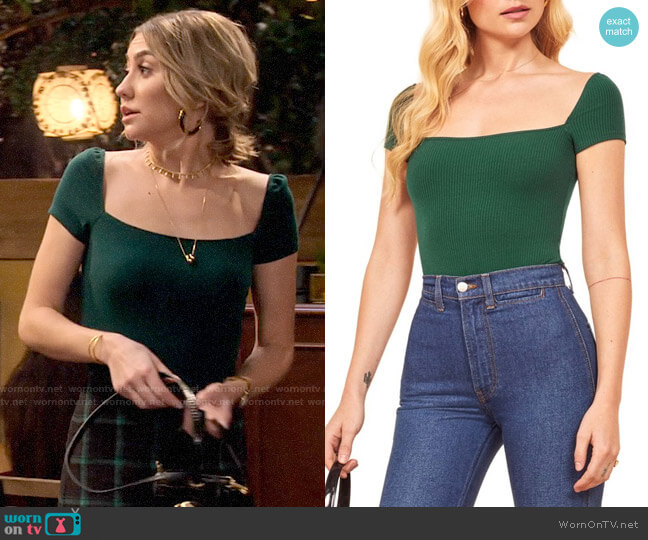 Reformation Judy Bodysuit worn by Ava Germaine (Chelsea Kane) on The Expanding Universe of Ashley Garcia