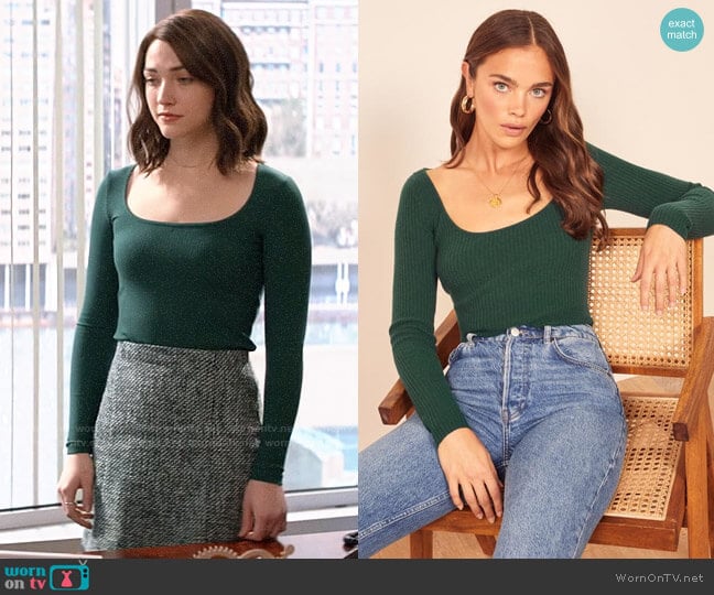 Reformation Mia Sweater worn by Cara Bloom (Violett Beane) on God Friended Me