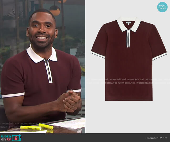 Reiss Tobago Tipped Zip Polo worn by Justin Sylvester on E! News