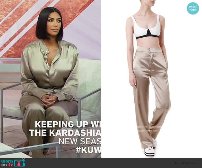 Reuben Avenue Ory Silk Trousers worn by Kim Kardashian on Keeping Up with the Kardashians