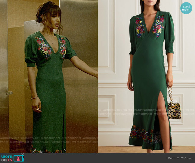 Rixo Carmen Dress worn by Edie Palmer (Megalyn Echikunwoke) on Almost Family