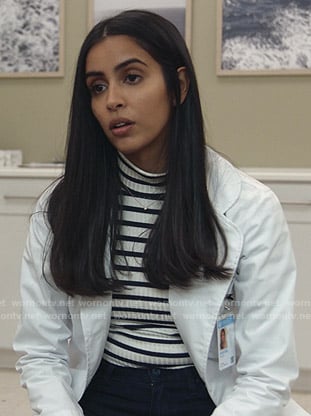 Saanvi’s black and white striped turtleneck sweater on Manifest