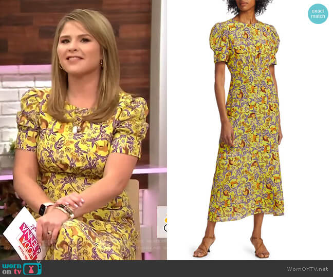 Saloni Bianca Silk Midi Dress worn by Jenna Bush Hager on Today