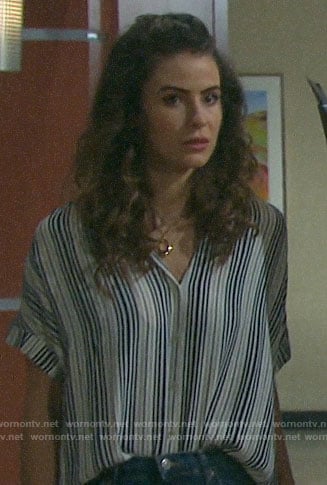 Sarah’s striped button down shirt on Days of our Lives