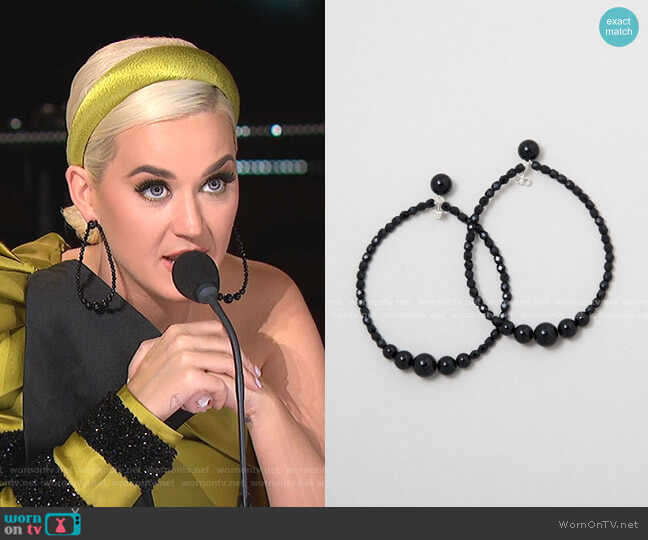 Saskia Diez Drop Black Earrings worn by Katy Perry on American Idol
