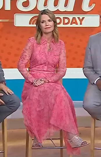 Savannah’s pink lace shirtdress on Today