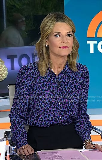 Savannah’s purple leopard print blouse on Today