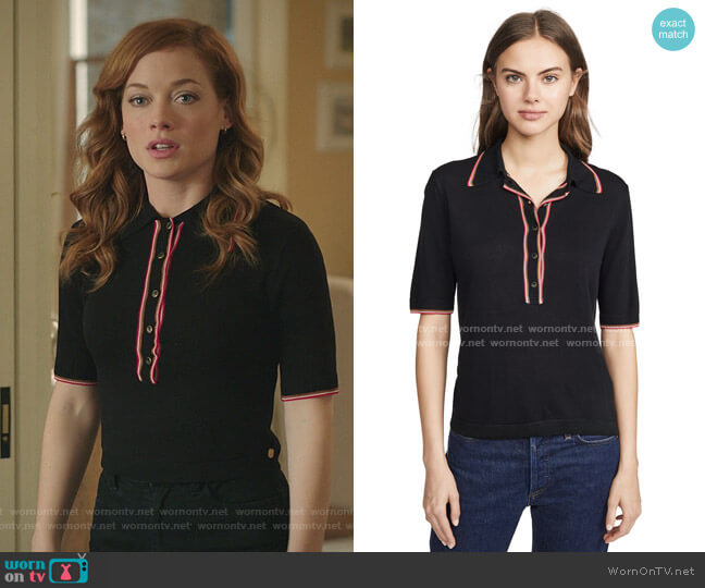 Scotch & Soda/Maison Scotch Short Sleeve Polo Sweater worn by Zoey Clarke (Jane Levy) on Zoeys Extraordinary Playlist